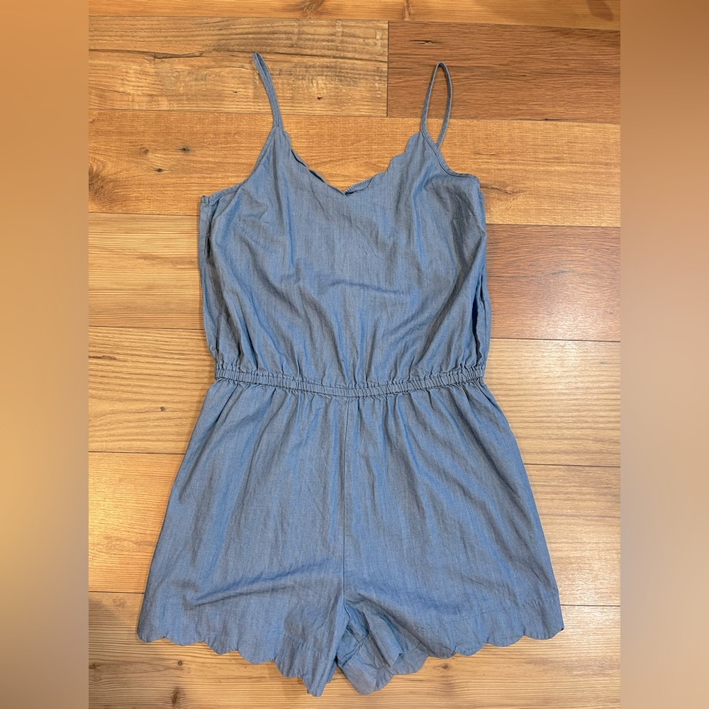 Scalloped Denim Style Romper